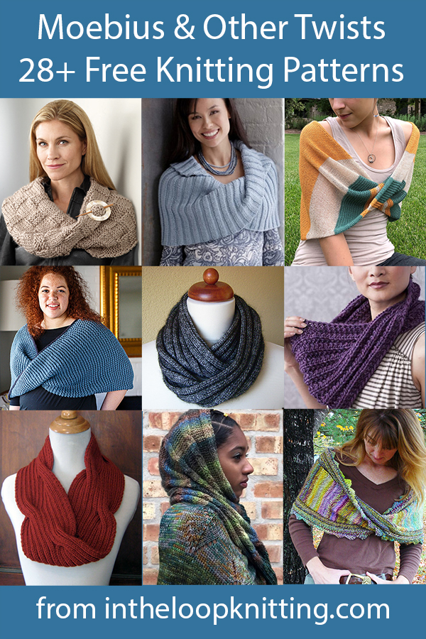 Twisted Top Knitting Patterns. Wraps and sweaters with a twist including moebius loops, cross-overs, and more.